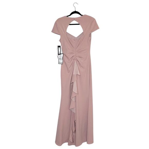 NWT Xscape Ruffle Back Scuba Crepe Gown Maxi Dress Women's Pink Size 10P - Picture 4 of 8